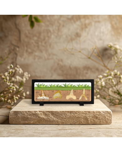 Collection Dents de Requins Préhistoriques avec cadre rectangulaire